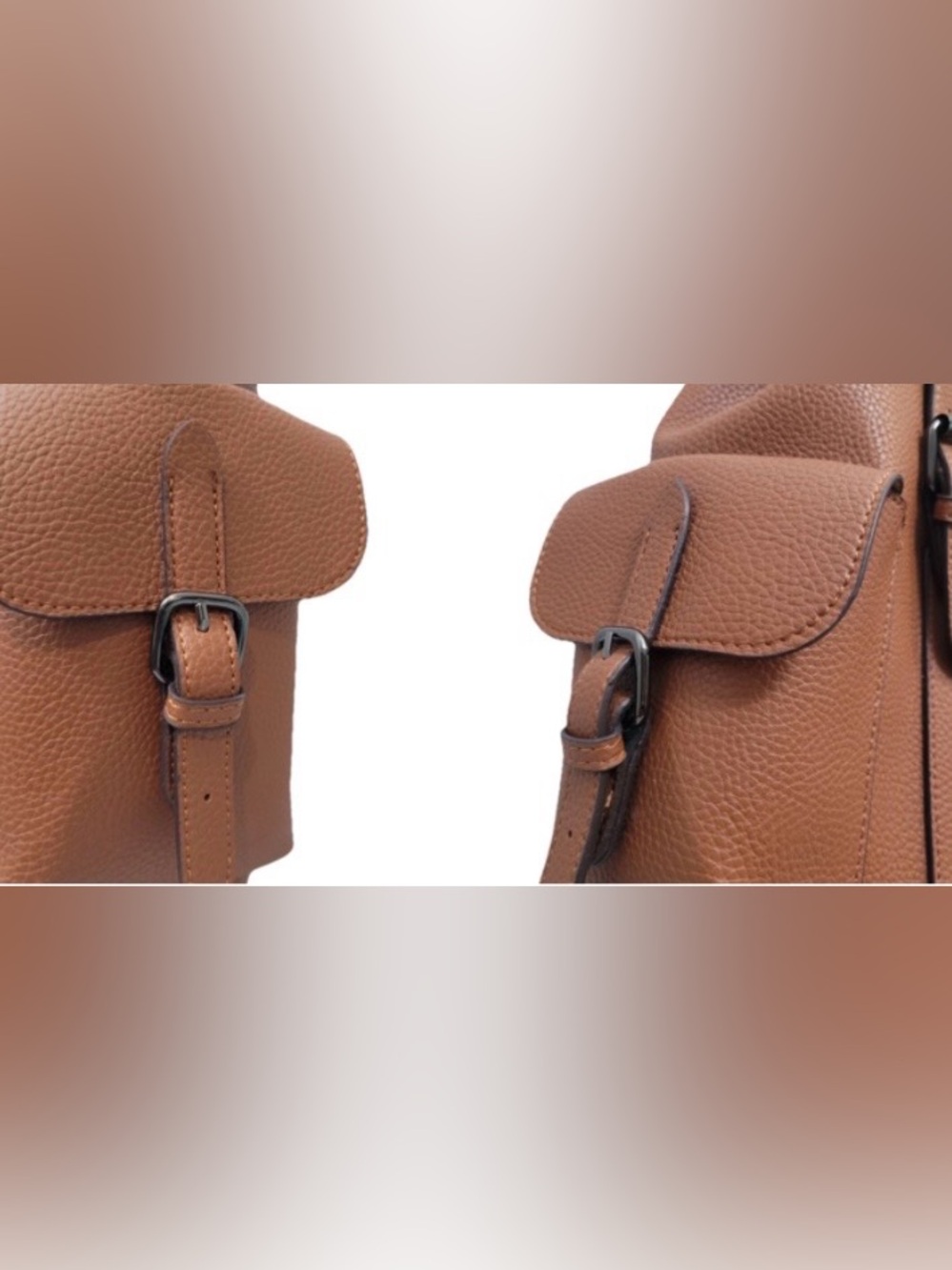 Joan & David Brown Backpack Laptop Bag Coated Faux Leather - Picture 13 of 16